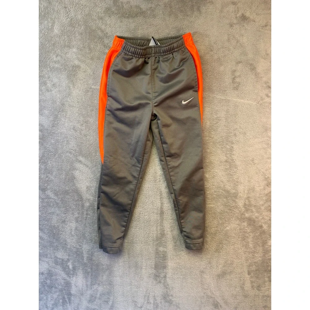 Nike Boys Gray Orange Stripe Active Track Pants Joggers Size 5